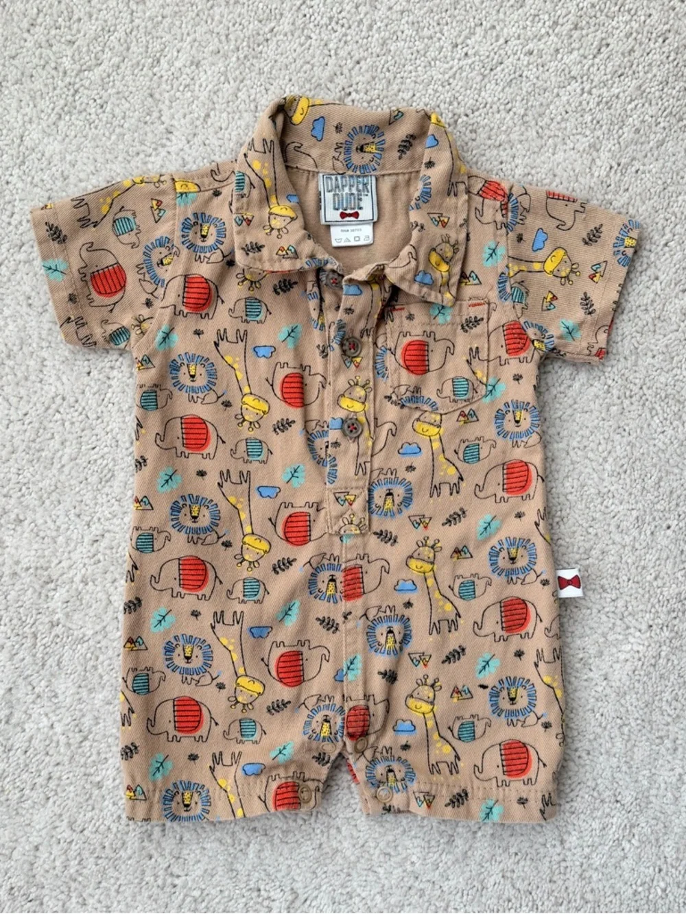 Tan Safari Print Baby One-Piece Bodysuit - Picture 1 of 9